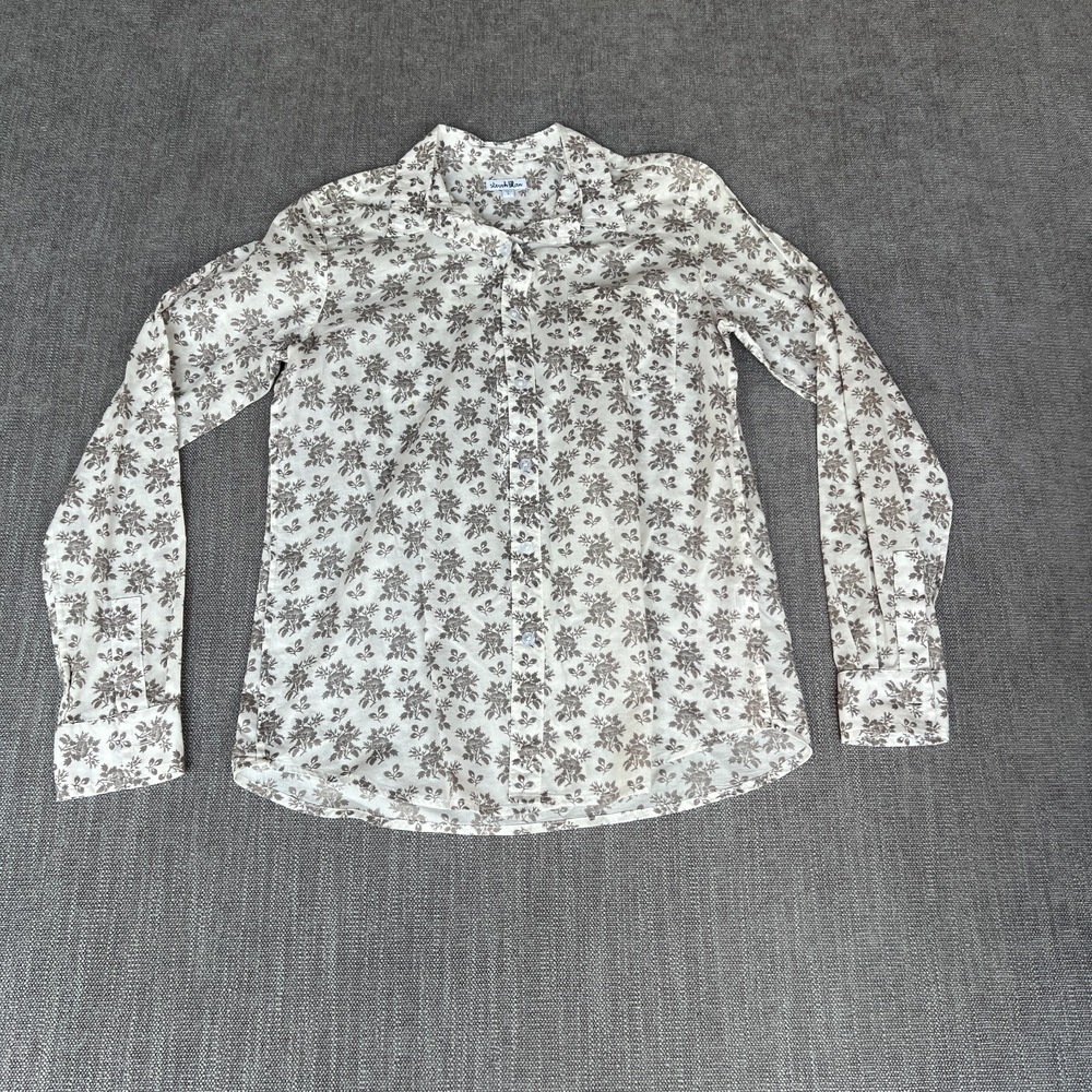 Steven Alan Shirt Top Women S White Brown Floral Long Sleeve Boho Chic Button Up